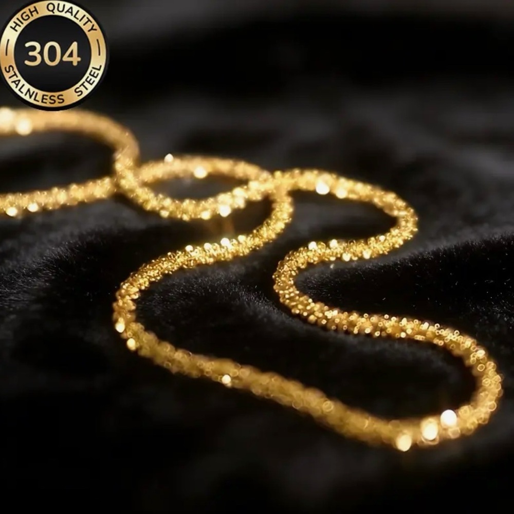 18K Gold Plated 304 Stainless Steel Twist Chain Necklace Elegant Women's Jewelry - Picture 2 of 13